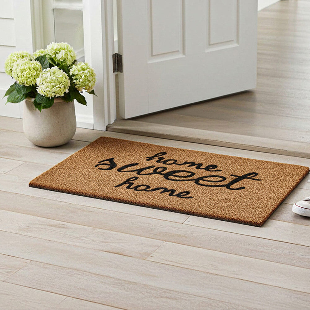 Home Sweet Home Vinyl-Backed Coir Tufted Printed Doormat (45x75cm) - Brown
