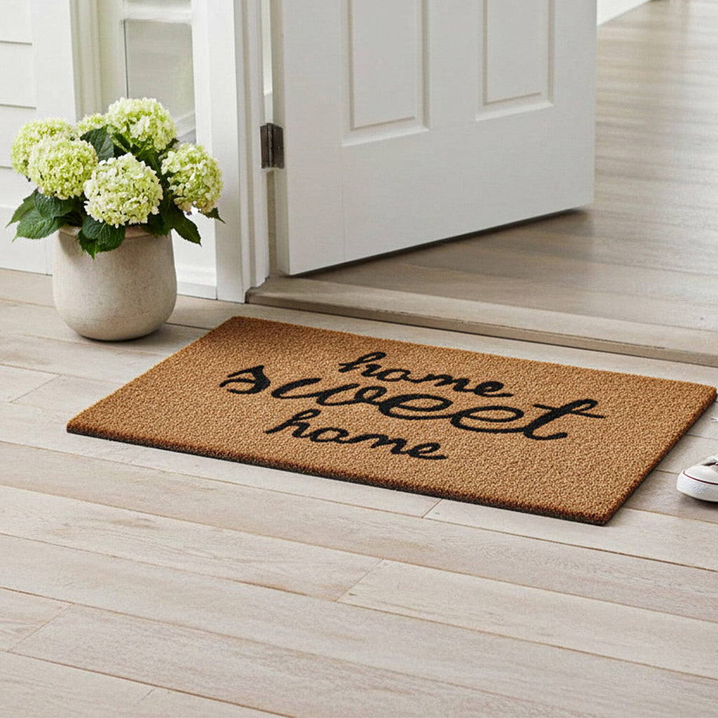 Home Sweet Home Vinyl-Backed Coir Tufted Printed Doormat (45x75cm) - Brown