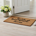Home Sweet Home Vinyl-Backed Coir Tufted Printed Doormat (45x75cm) - Brown