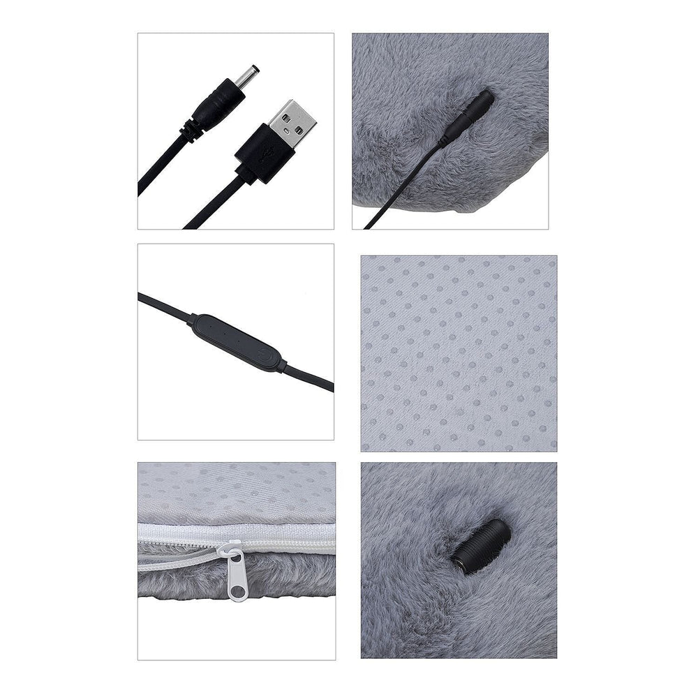Sherpa Lined Heat Cushion with Gel Honeycomb Filling - USB Cable (Size 48x45 Cm)