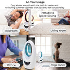 Biggest TV Offer - Energy Efficient 2-In-1 Cooling Fan and Bladeless Heater With Optional Ambient Lights & Remote