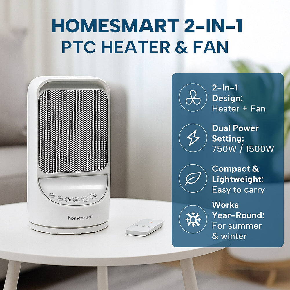 Homesmart 2 in 1 PTC Heater (Power 750W-1500W) - White