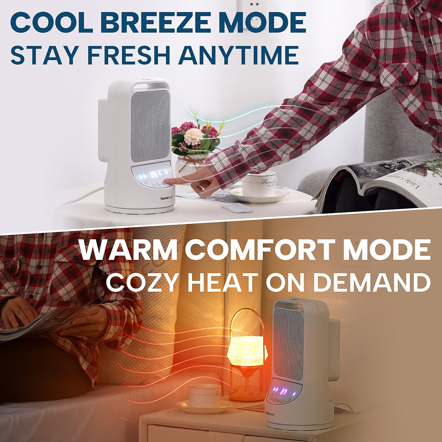Homesmart 2 in 1 PTC Heater (Power 750W-1500W) - White