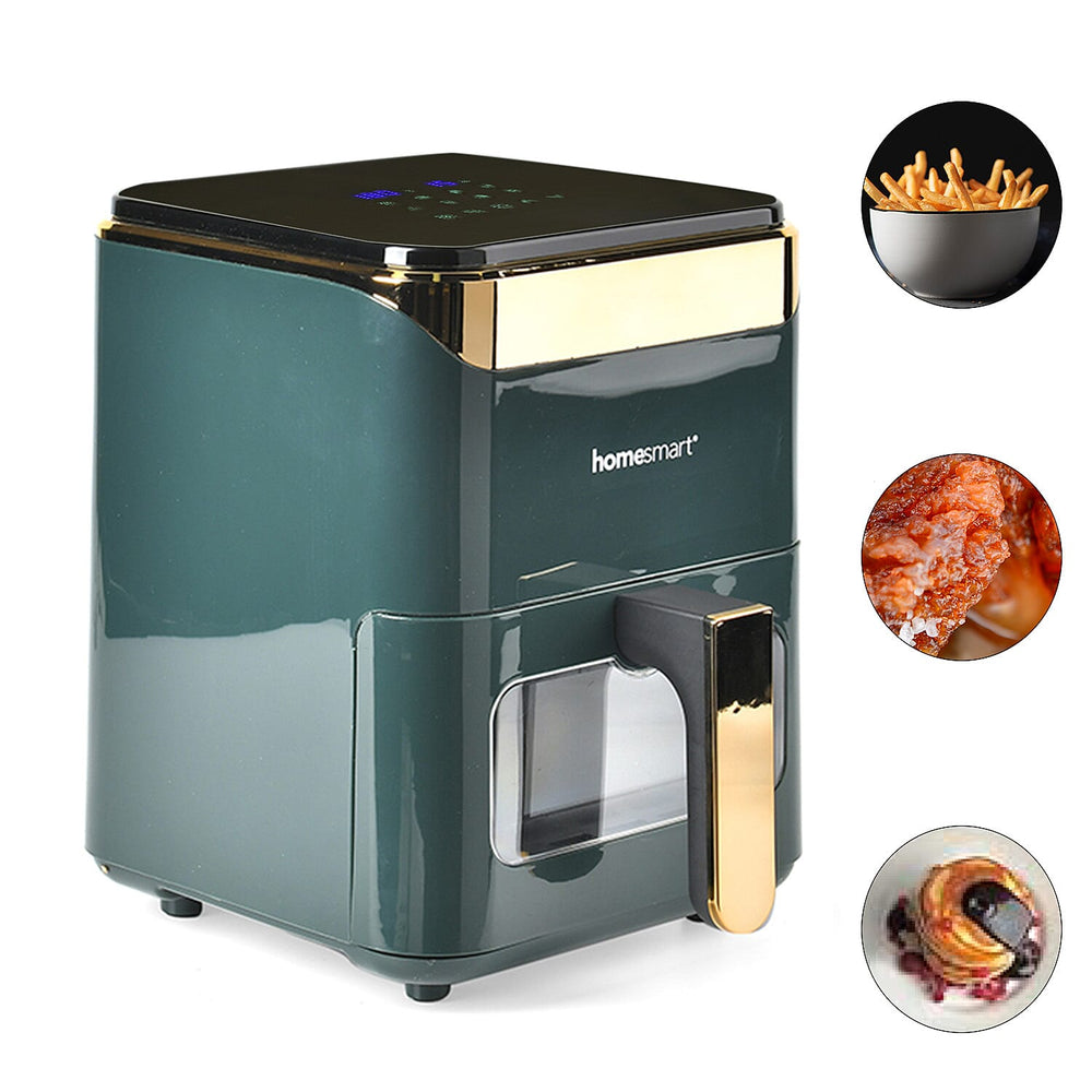LIQUIDATION DEAL - Homesmart 3.5L Digital Air Fryer - Crisp, Roast, Bake - With Less Oil - 10 Menu Options - Green & Gold
