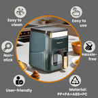 LIQUIDATION DEAL - Homesmart 3.5L Digital Air Fryer - Crisp, Roast, Bake - With Less Oil - 10 Menu Options - Green & Gold