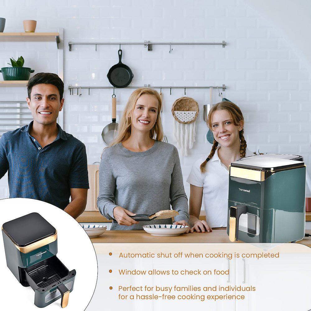 LIQUIDATION DEAL - Homesmart 3.5L Digital Air Fryer - Crisp, Roast, Bake - With Less Oil - 10 Menu Options - Green & Gold