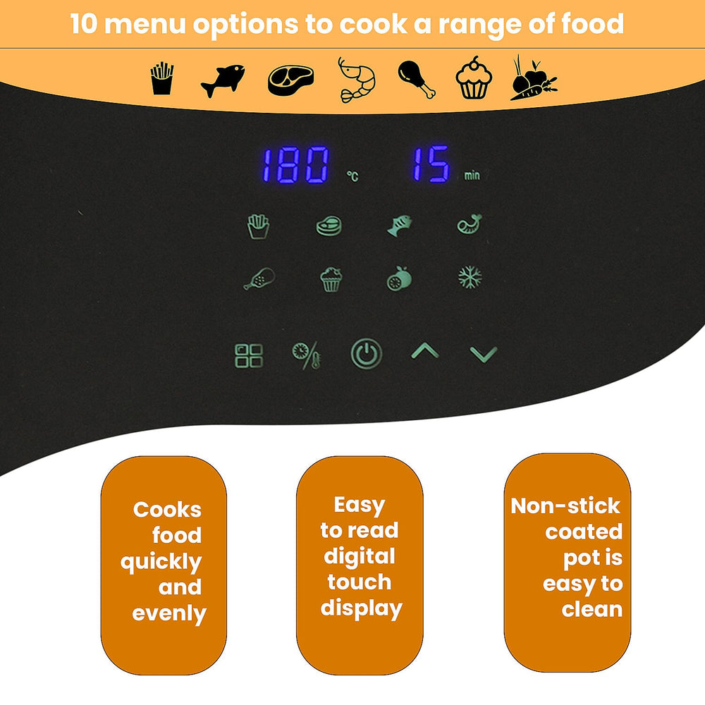 LIQUIDATION DEAL - Homesmart 3.5L Digital Air Fryer - Crisp, Roast, Bake - With Less Oil - 10 Menu Options - Green & Gold