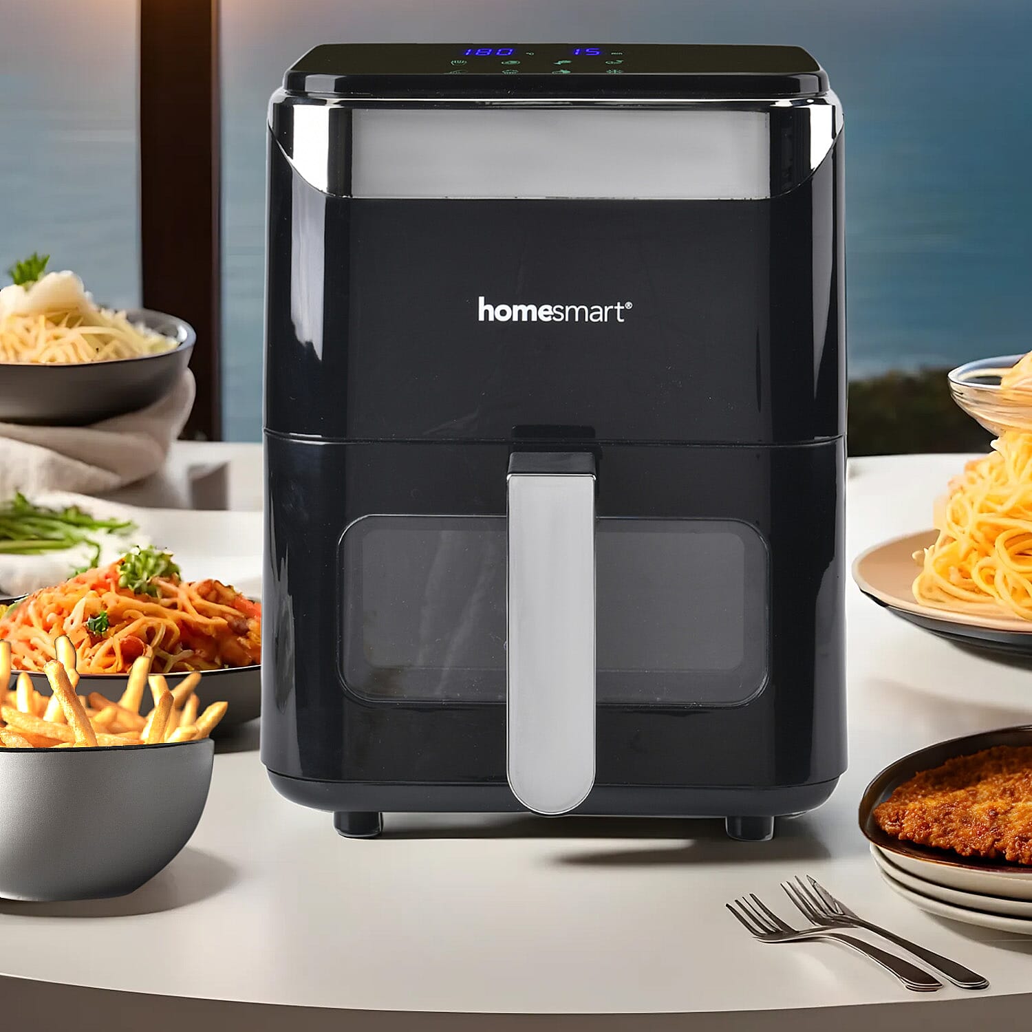 LIQUIDATION DEAL - Homesmart 3.5L Digital Air Fryer - Crisp, Roast, Bake - With Less Oil - 10 Menu Options- Black & Gold