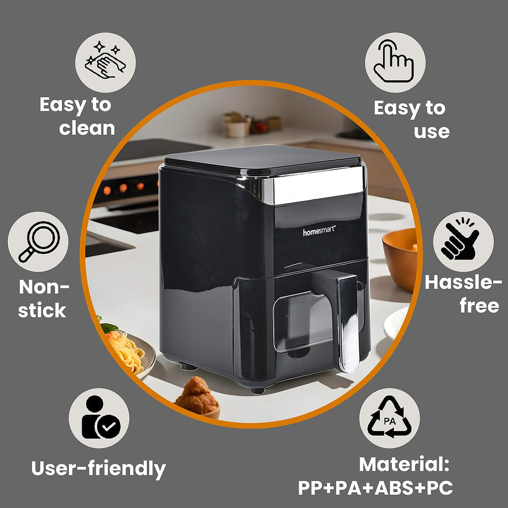 LIQUIDATION DEAL - Homesmart 3.5L Digital Air Fryer - Crisp, Roast, Bake - With Less Oil - 10 Menu Options- Black & Gold