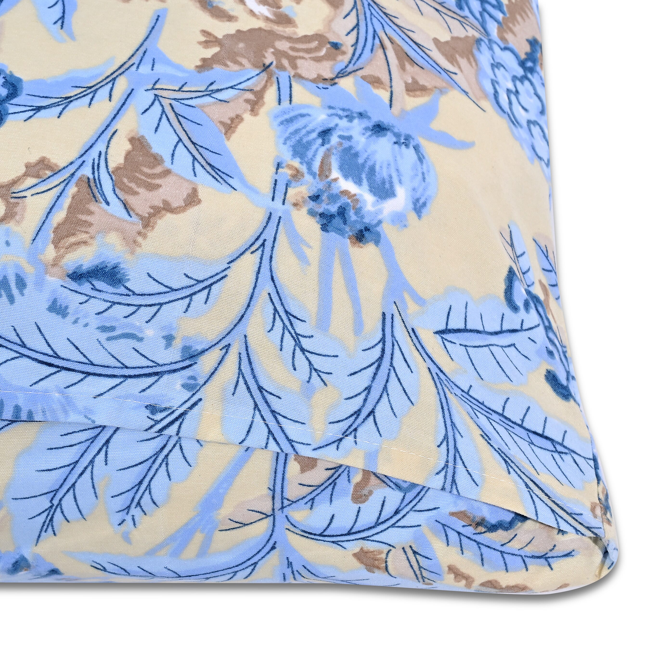 Homesmart 3-Piece Printed Duvet Set with Pillow Covers & Storage Bag (Size Double) - Light Yellow & Blue