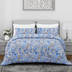 Homesmart 3-Piece Printed Duvet Set with Pillow Covers & Storage Bag (Size King) - Yellow & Blue
