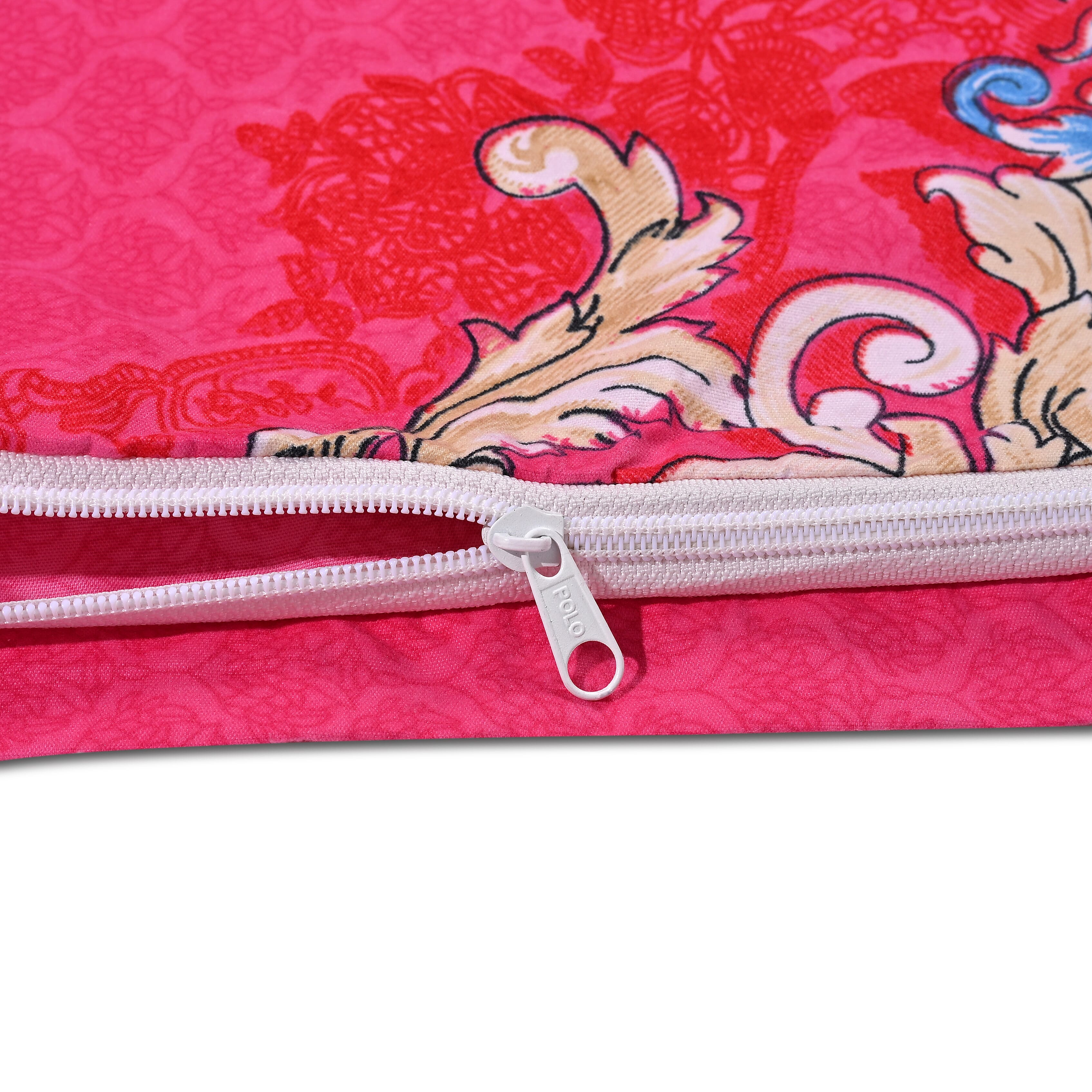 Homesmart 3-Piece Printed Duvet Set with Pillow Covers & Storage Bag (Size King) - Fushia