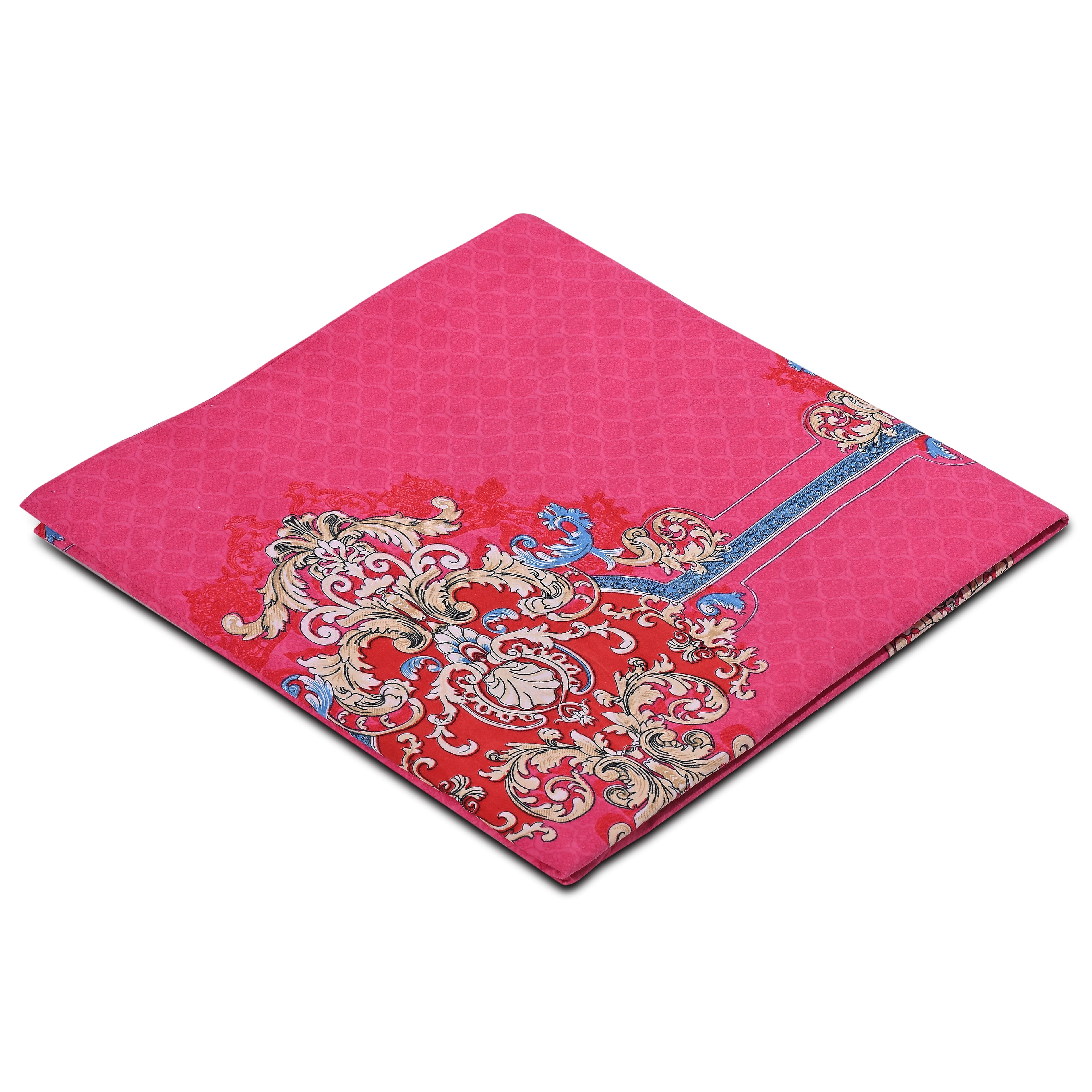 Homesmart 3-Piece Printed Duvet Set with Pillow Covers & Storage Bag (Size King) - Fushia