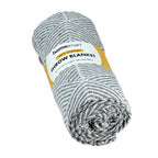Homesmart Cotton Chevron Throw Blanket (Size 130x160cm) - Grey