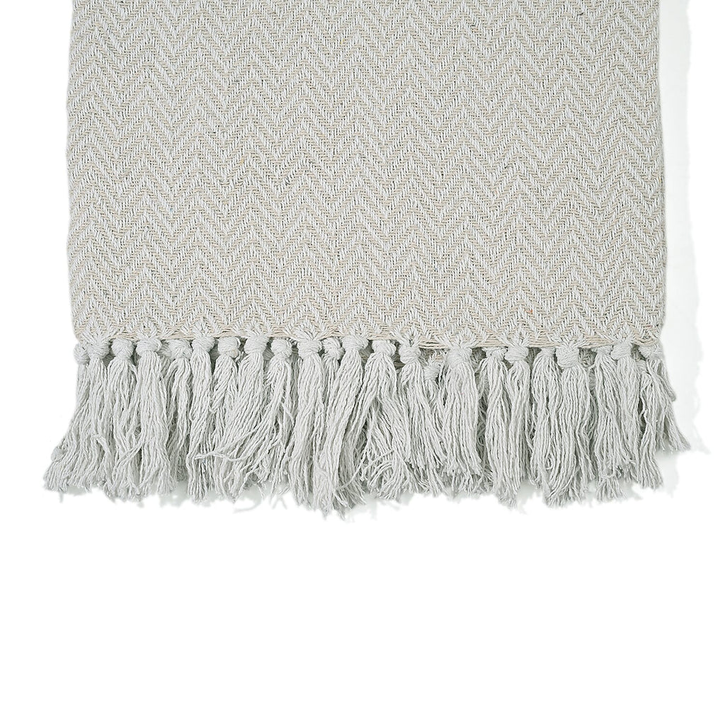Hush Heaven 100% Soft Cotton Chevron Weaved Throw Blanket (200x150cm) - Cream