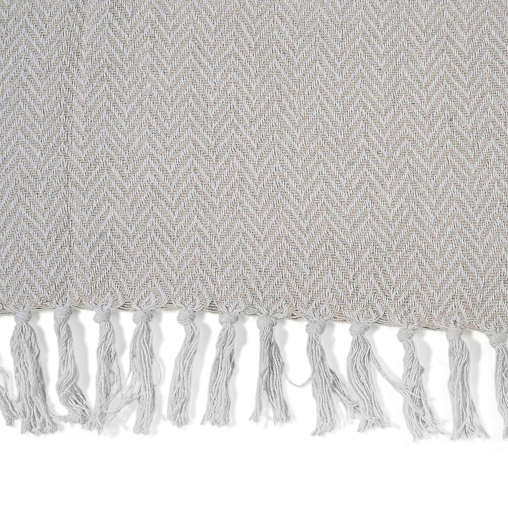 Hush Heaven 100% Soft Cotton Chevron Weaved Throw Blanket (200x150cm) - Cream