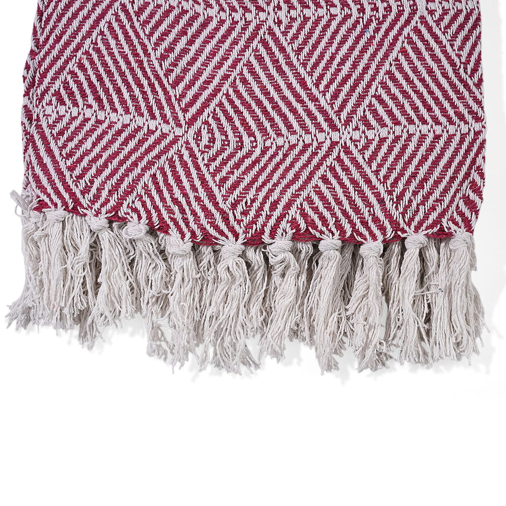 Hush Heaven 100% Soft Cotton Triangle Weaved Throw Blanket (200x150cm) - Dark Pink
