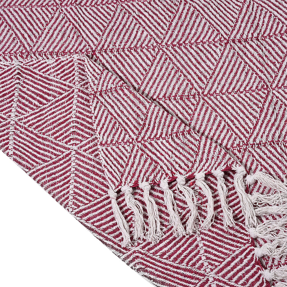 Hush Heaven 100% Soft Cotton Triangle Weaved Throw Blanket (200x150cm) - Dark Pink