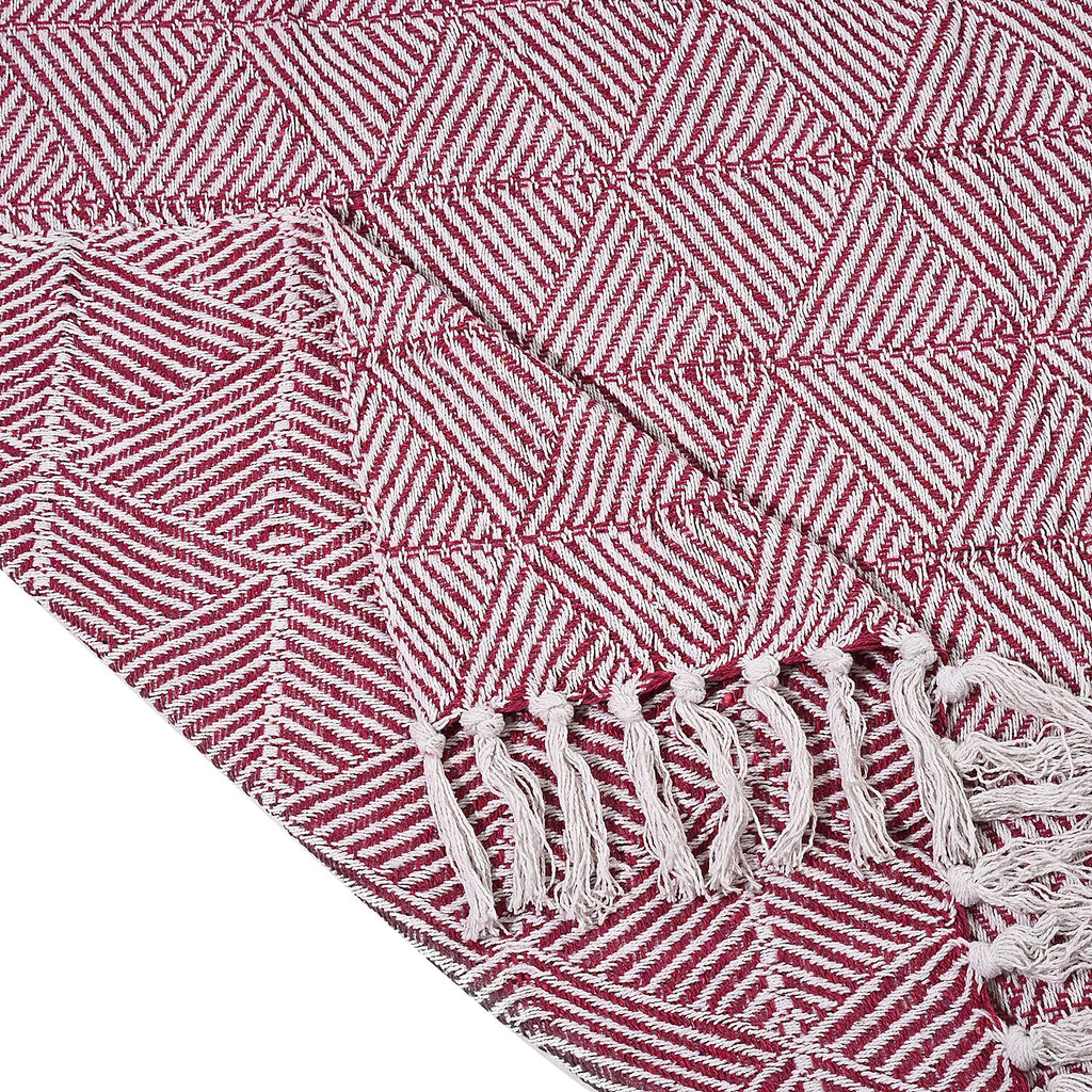 Hush Heaven 100% Soft Cotton Triangle Weaved Throw Blanket (200x150cm) - Dark Pink