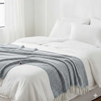 Hush Heaven 100% Soft Cotton Chevron Weaved Throw Blanket (200x150cm) - Grey
