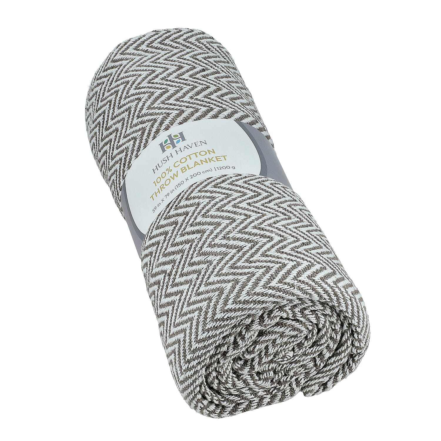 Hush Heaven 100% Soft Cotton Chevron Weaved Throw Blanket (200x150cm) - Grey