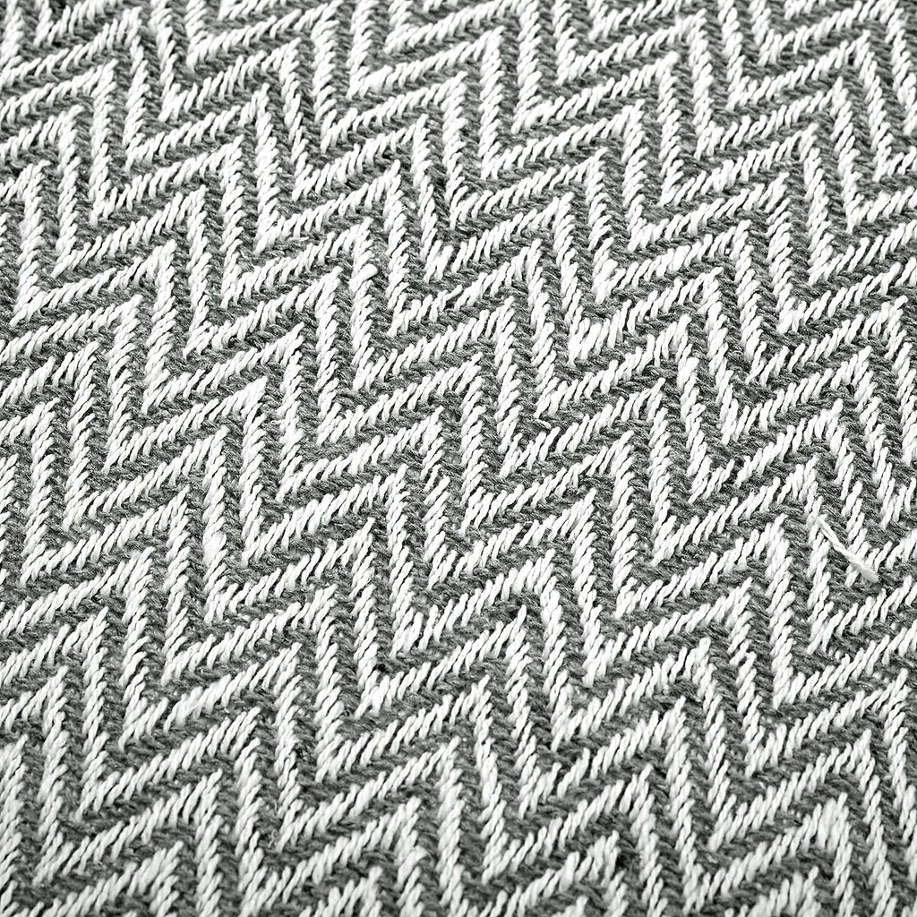 Hush Heaven 100% Soft Cotton Chevron Weaved Throw Blanket (200x150cm) - Grey