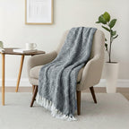 Hush Heaven 100% Soft Cotton Triangle Weaved Throw Blanket (200x150cm) - Grey