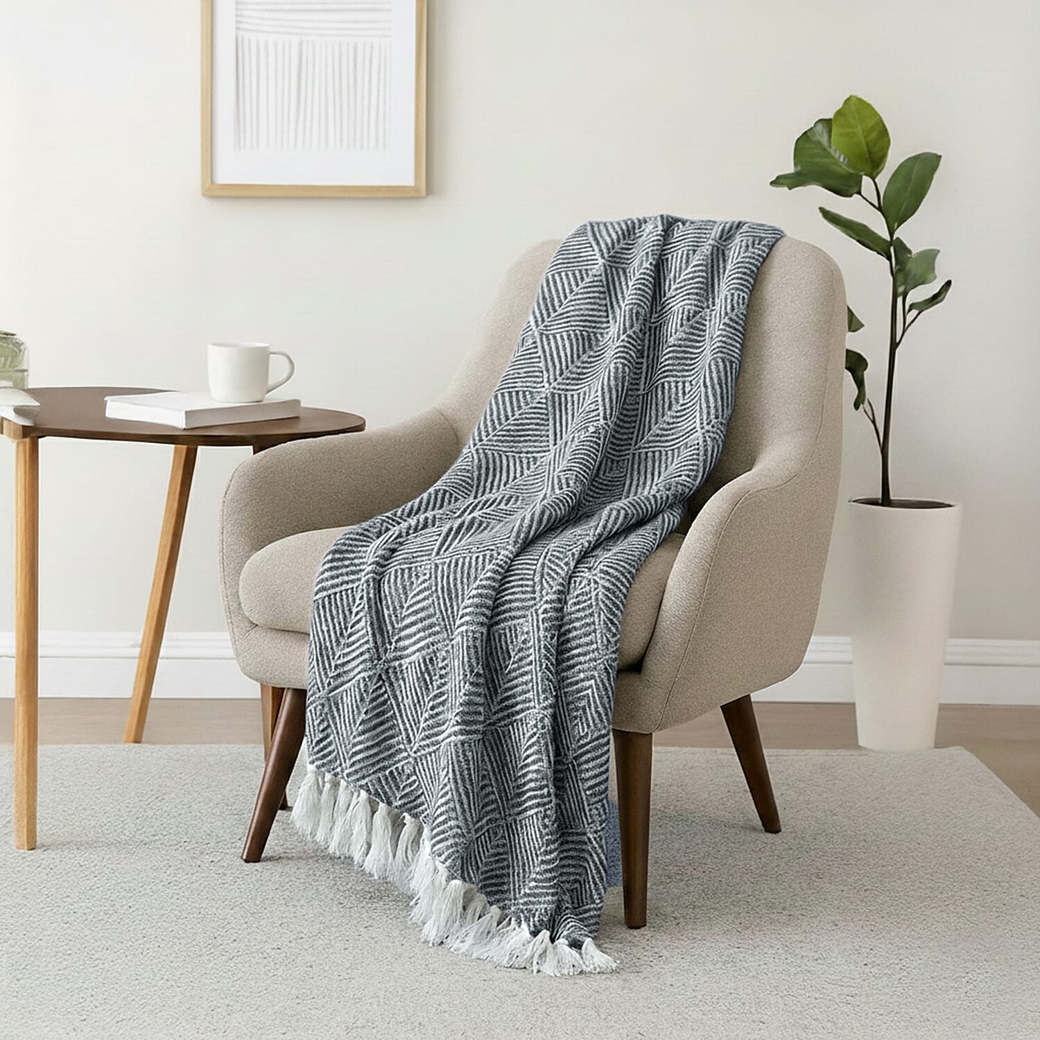 Hush Heaven 100% Soft Cotton Triangle Weaved Throw Blanket (200x150cm) - Grey