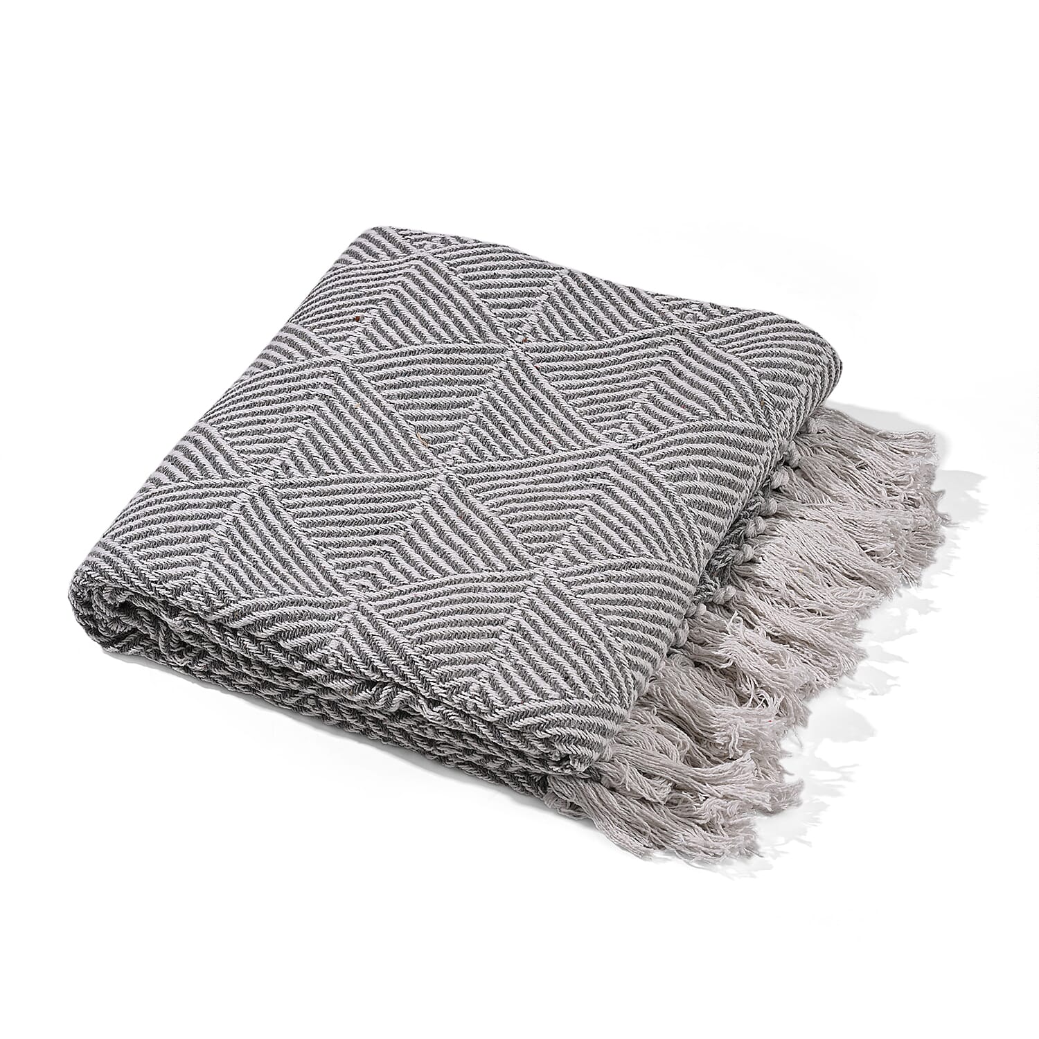 Hush Heaven 100% Soft Cotton Triangle Weaved Throw Blanket (200x150cm) - Grey