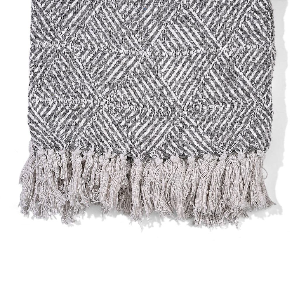 Hush Heaven 100% Soft Cotton Triangle Weaved Throw Blanket (200x150cm) - Grey