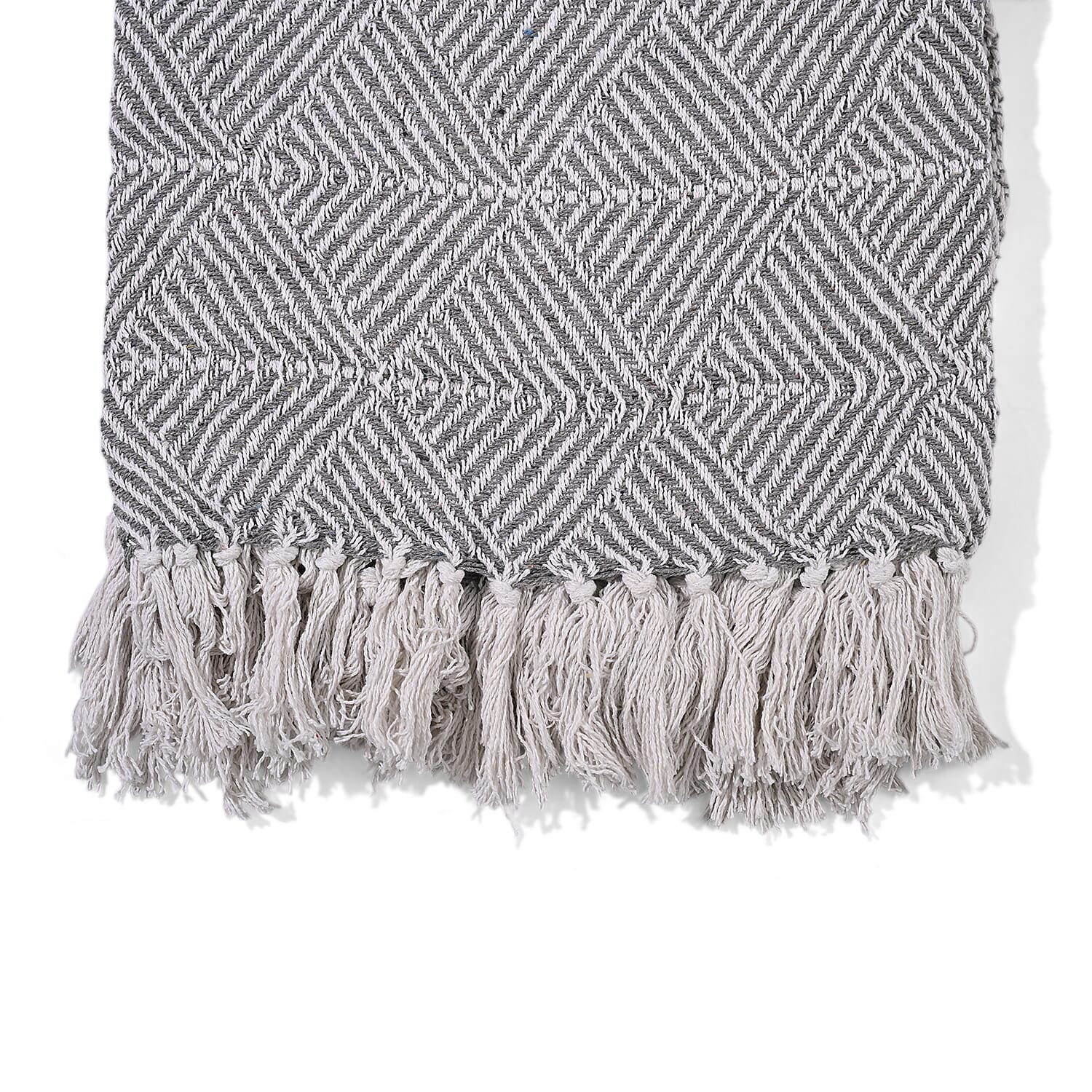 Hush Heaven 100% Soft Cotton Triangle Weaved Throw Blanket (200x150cm) - Grey