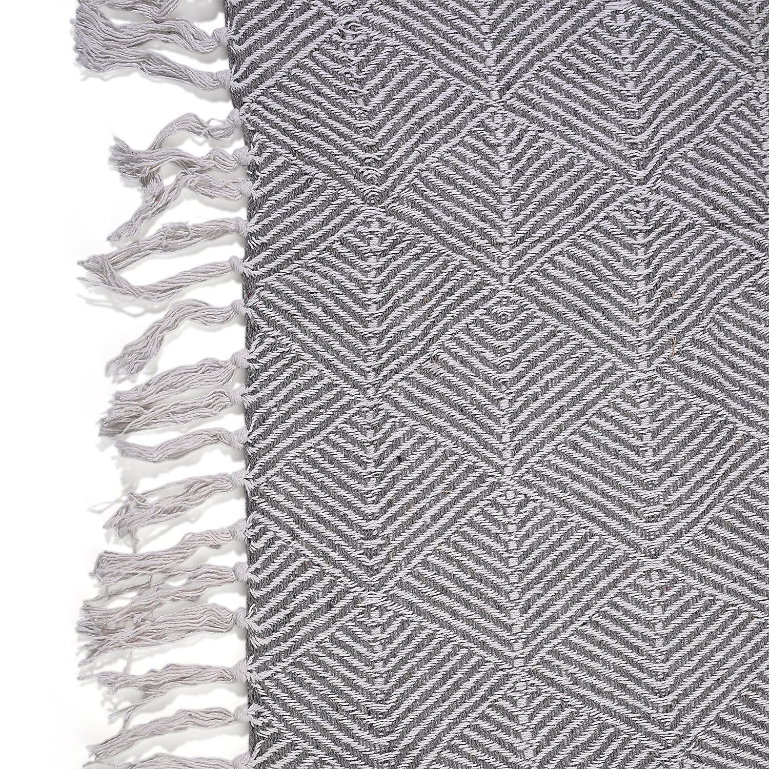 Hush Heaven 100% Soft Cotton Triangle Weaved Throw Blanket (200x150cm) - Grey