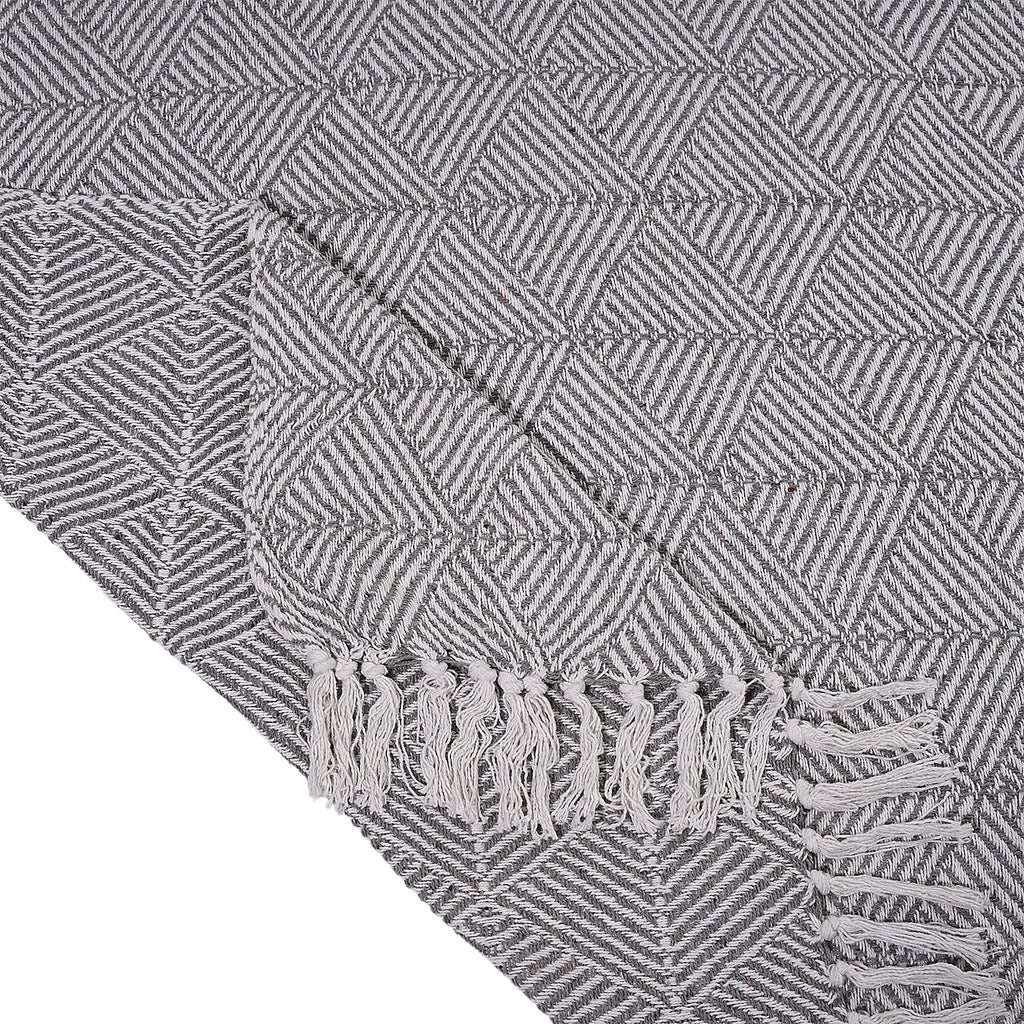 Hush Heaven 100% Soft Cotton Triangle Weaved Throw Blanket (200x150cm) - Grey