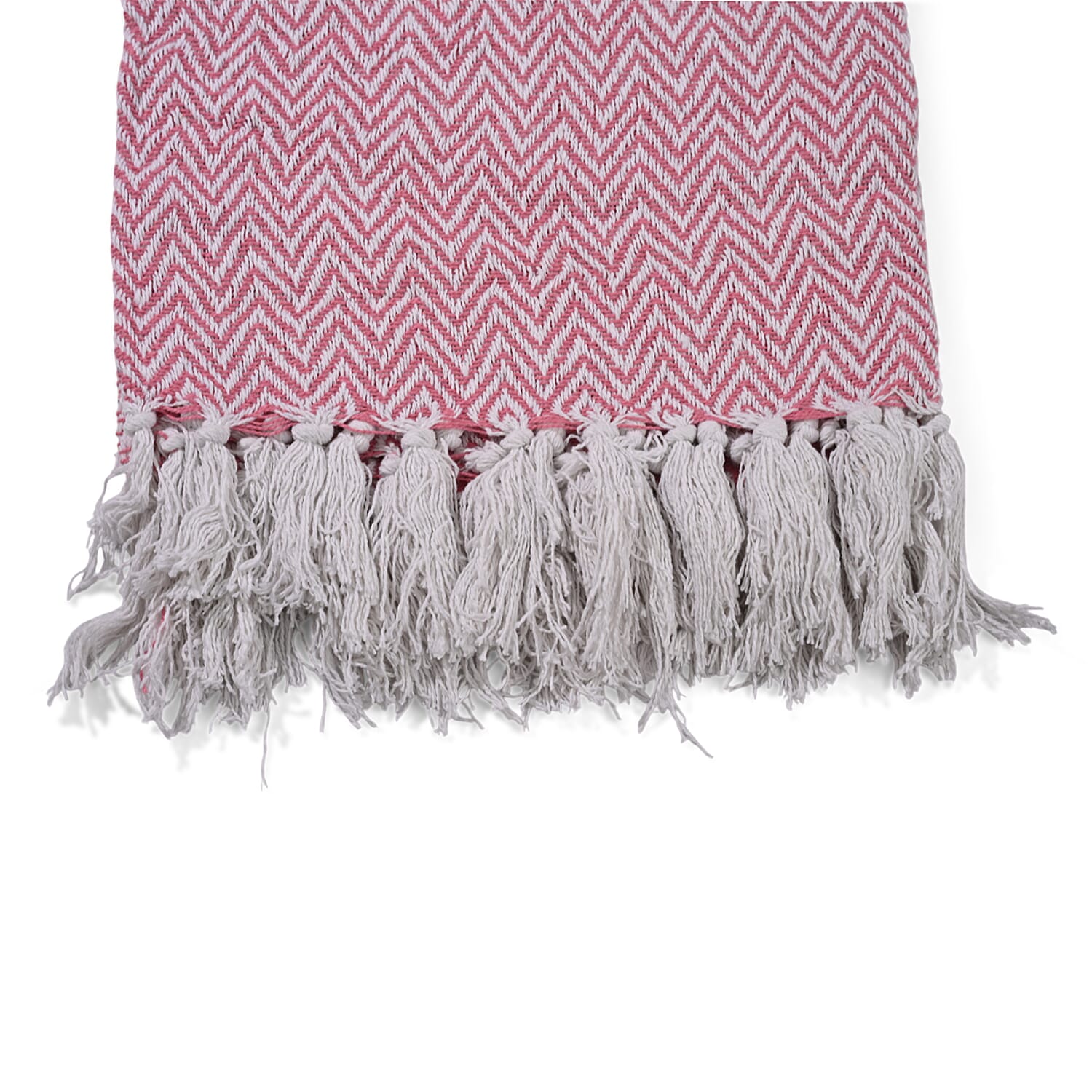 Hush Heaven 100% Soft Cotton Chevron Weaved Throw Blanket (200x150cm) - Light Pink