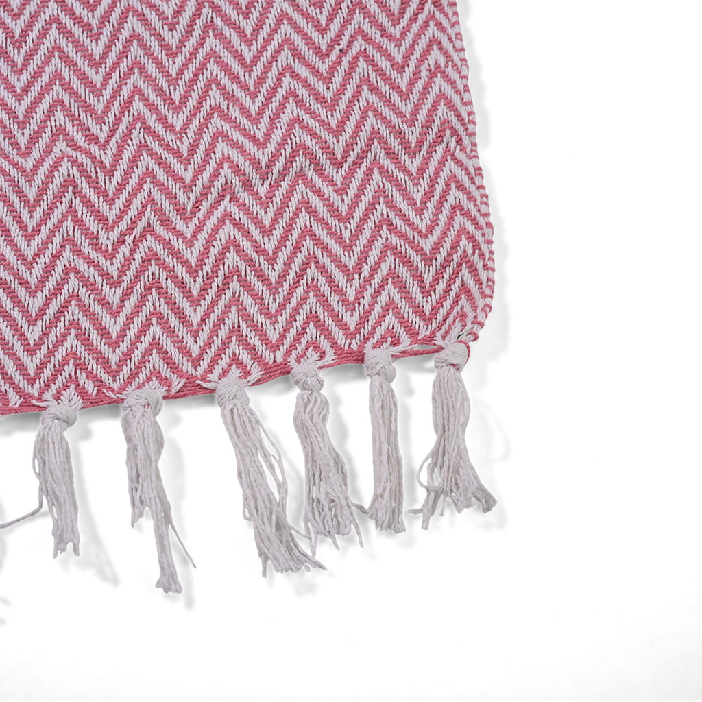 Hush Heaven 100% Soft Cotton Chevron Weaved Throw Blanket (200x150cm) - Light Pink