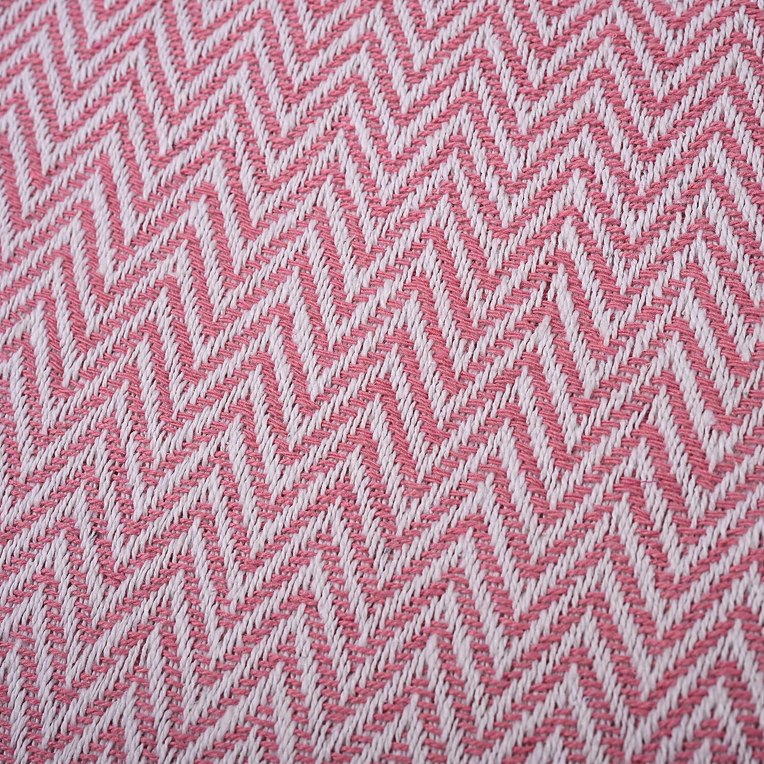 Hush Heaven 100% Soft Cotton Chevron Weaved Throw Blanket (200x150cm) - Light Pink