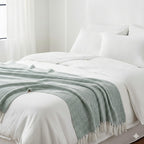 Hush Heaven 100% Soft Cotton Chevron Weaved Throw Blanket (200x150cm) - Sage Green