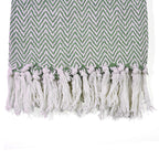 Hush Heaven 100% Soft Cotton Chevron Weaved Throw Blanket (200x150cm) - Sage Green
