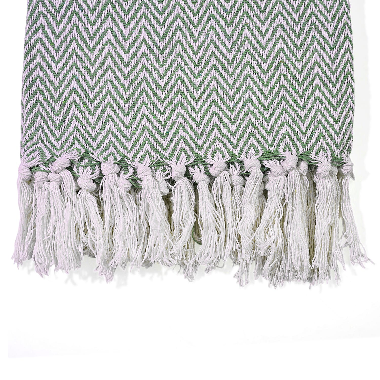 Hush Heaven 100% Soft Cotton Chevron Weaved Throw Blanket (200x150cm) - Sage Green