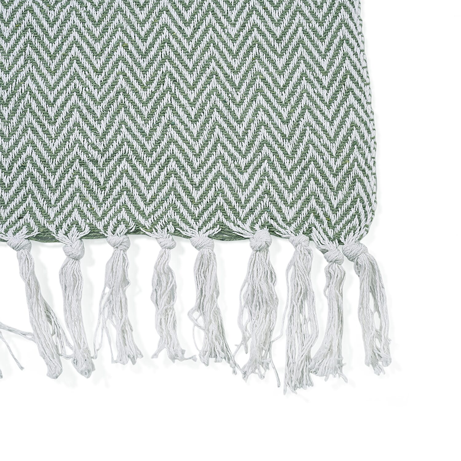 Hush Heaven 100% Soft Cotton Chevron Weaved Throw Blanket (200x150cm) - Sage Green