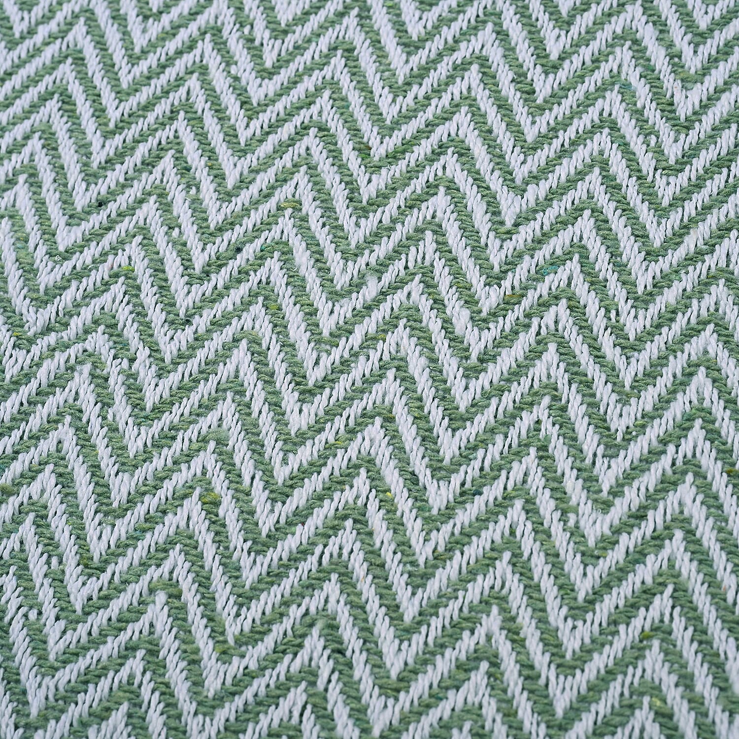 Hush Heaven 100% Soft Cotton Chevron Weaved Throw Blanket (200x150cm) - Sage Green