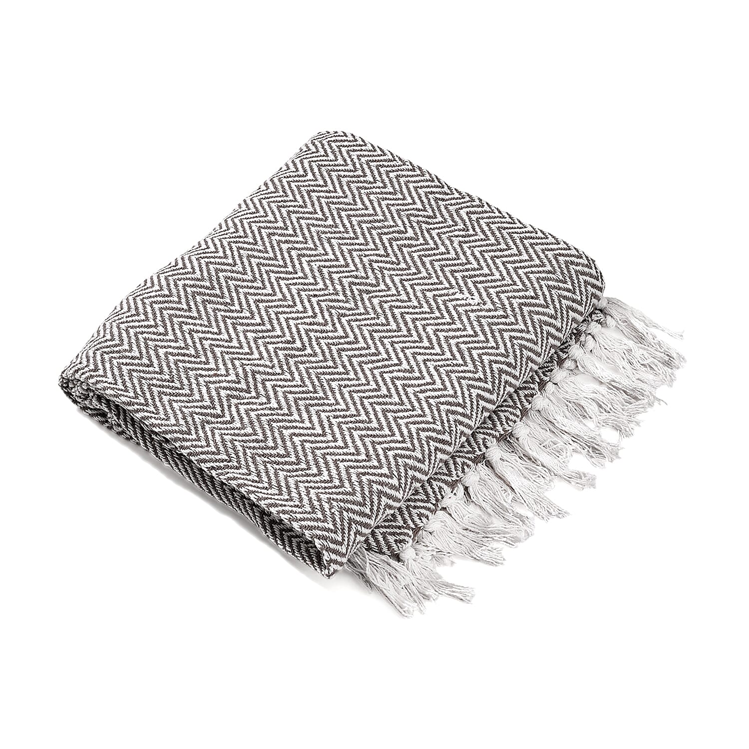 Hush Heaven 100% Soft Cotton Chevron Weaved Throw Blanket (200x150cm) - Taupe