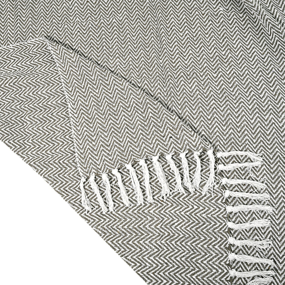 Hush Heaven 100% Soft Cotton Chevron Weaved Throw Blanket (200x150cm) - Taupe