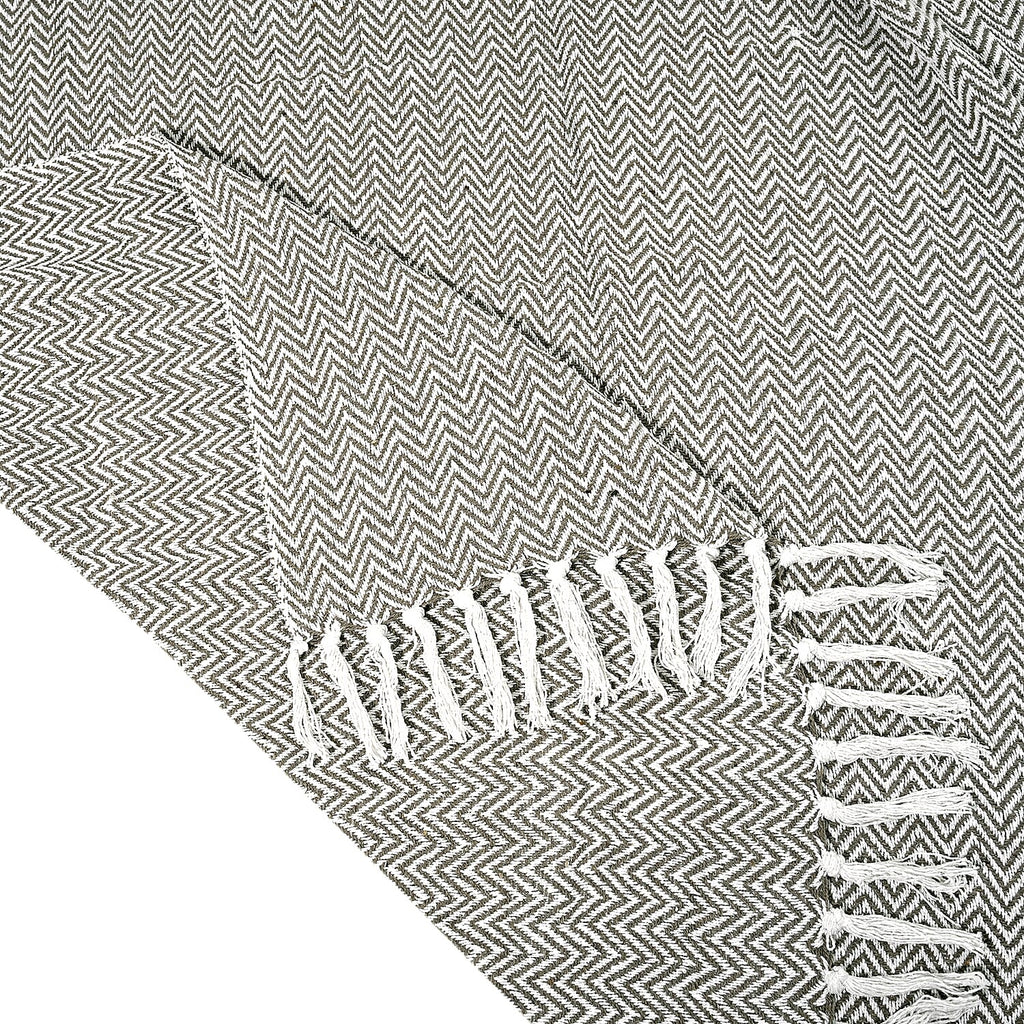 Hush Heaven 100% Soft Cotton Chevron Weaved Throw Blanket (200x150cm) - Taupe