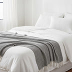 Cotton Chevron Throw Blanket (Size 130 x 160 cm) - Grey