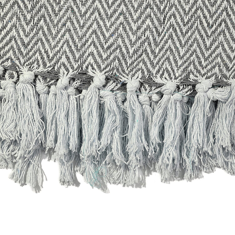 Cotton Chevron Throw Blanket (Size 130 x 160 cm) - Grey