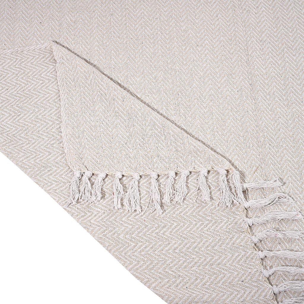 Homesmart Cotton Chevron Throw Blanket (Size 130 x160 cm) - Cream & Grey