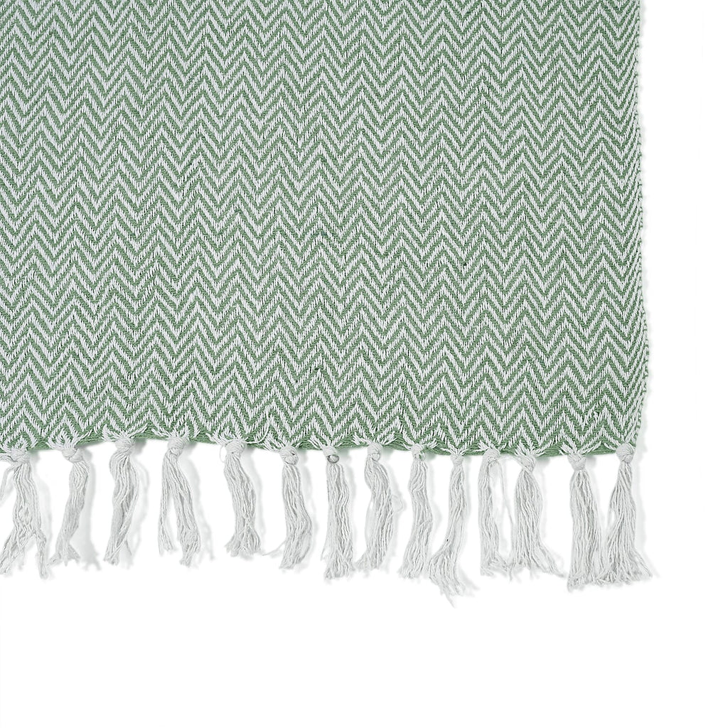 Homesmart Cotton Chevron Throw Blanket (Size 130 x160 cm) - Sage Green & Grey
