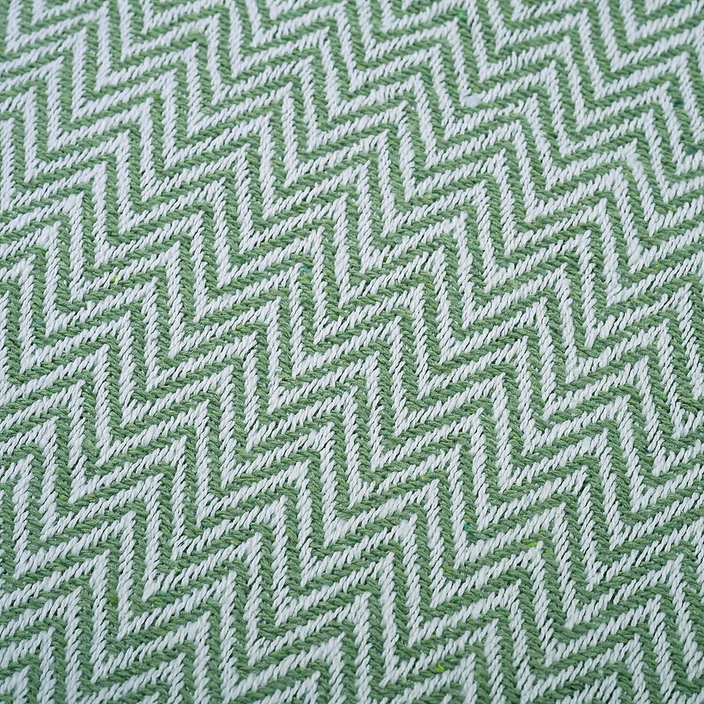Homesmart Cotton Chevron Throw Blanket (Size 130 x160 cm) - Sage Green & Grey