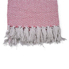 Homesmart Cotton Chevron Throw Blanket (Size 130 x160 cm) - Light pink & Grey